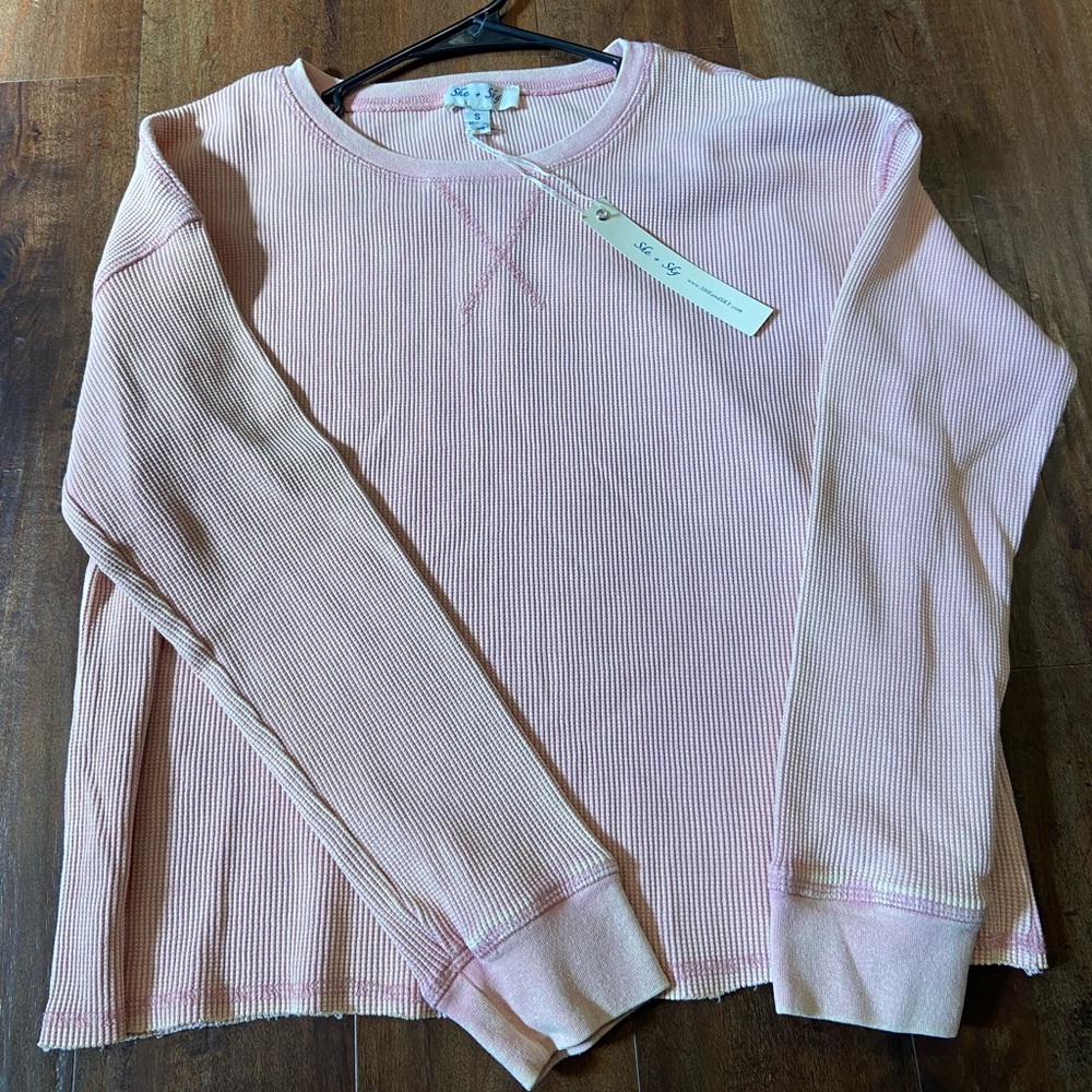 She + Sky waffle knit long sleeve tee, NWT